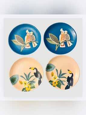 Opalhouse Melamine Dinner Plates (4 Total) Tropical Birds Toucan Parrots Jungle